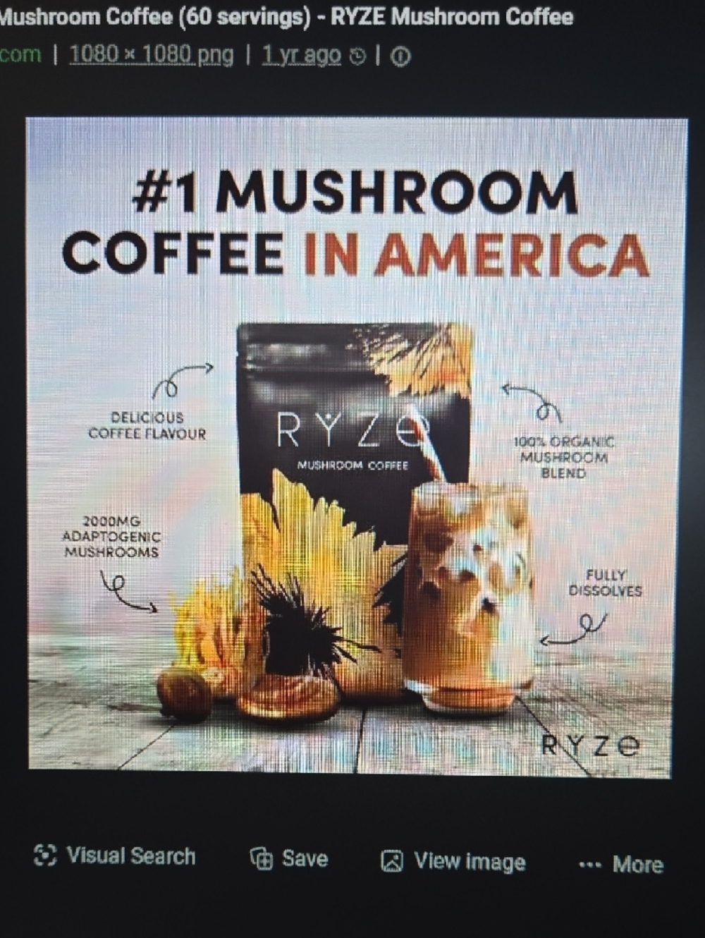 RYZE Mushroom Coffee - Brown and Orange Floral Pouch - Picture 4 of 4